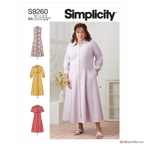 Simplicity Pattern S9260 Misses' & Women's Button Front Dresses