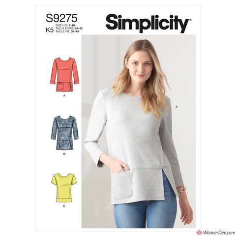 Simplicity Pattern S9275 Misses' Knit Tops In 2 Lengths