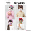 Simplicity Pattern S9305 Children's Headbands, Hat & Face Coverings