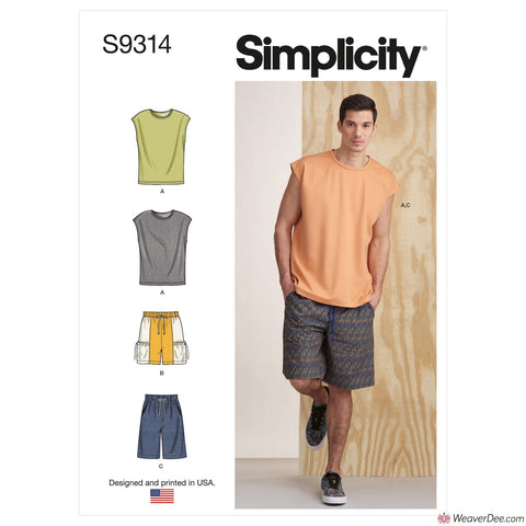 Simplicity Pattern S9314 Men's Knit Top & Shorts