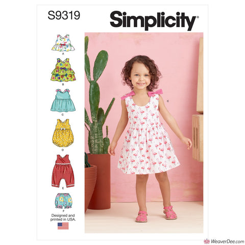 Simplicity Pattern S9319 Toddlers' Criss-Cross Top, Dresses, Rompers & Panties