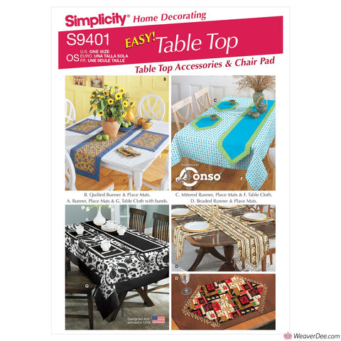 Simplicity Pattern S9401 Tabletop Accessories & Chair Pad