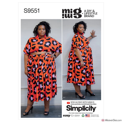 Simplicity Pattern S9551 Women's Tops, Skirt & Shorts