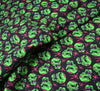 Polycotton Fabric - Scary Skulls Green