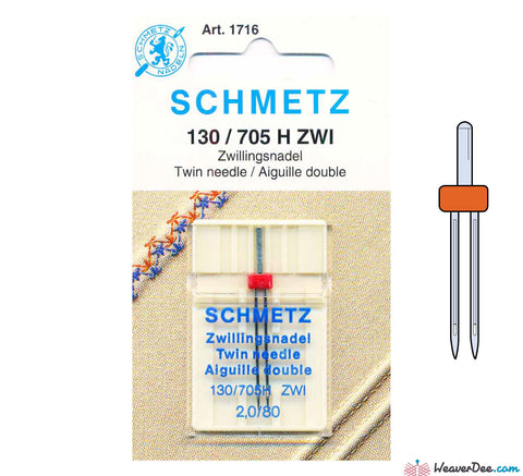 Schmetz - 2mm Twin Machine Needle - Size 80 - WeaverDee.com Sewing & Crafts - 1