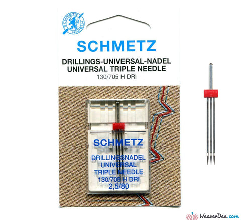 Schmetz - 2.5mm Triple Machine Needle - Size 80/12 - WeaverDee.com Sewing & Crafts