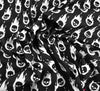 Polycotton Fabric - Skull Flames Black