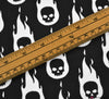 Polycotton Fabric - Skull Flames Black