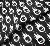 Polycotton Fabric - Skull Flames Black