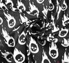 Polycotton Fabric - Skull Flames Black
