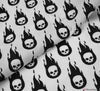Polycotton Fabric - Skull Flames White