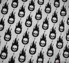 Polycotton Fabric - Skull Flames White