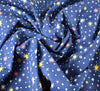 Cotton Blend Winceyette Fabric - Star Sparkle - Navy Blue
