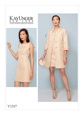 Vogue - V1537 Misses' Princess Seam Jacket & V-Neck Dress with Straps - WeaverDee.com Sewing & Crafts - 1