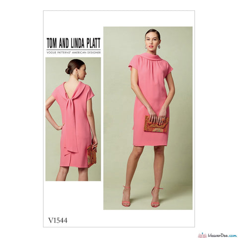Vogue Pattern V1544 Misses' Lined Shift Dress With Back Drop-Collar & Tie