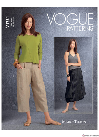 Vogue Pattern V1731 Misses' Deep-Pocket Skirt & Trousers