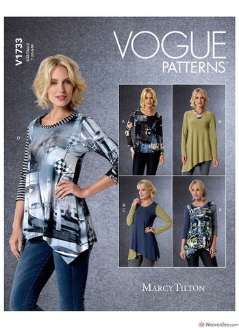 Vogue Pattern V1733 Misses' Shaped-Hemline Tops