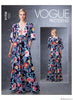 Vogue Pattern V1735 Misses' Deep-V Kimono-Style Dresses with Self-Tie