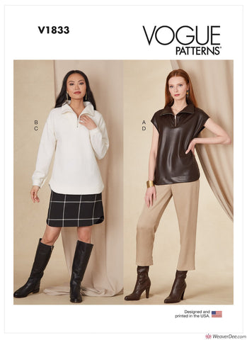 Vogue Pattern V1833 Misses' Top, Skirt & Trousers