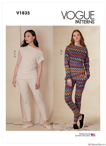 Vogue Pattern V1835 Misses' Tops, Trousers & Slippers