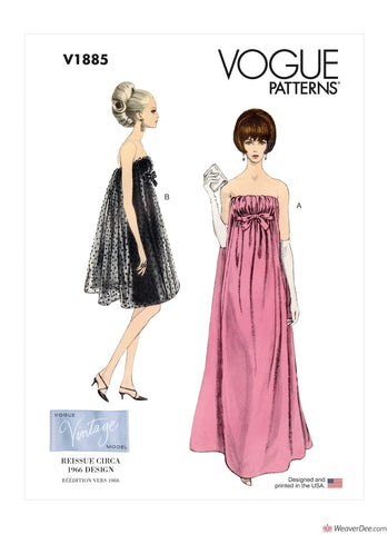 Vogue Pattern V1885 Misses' Special Occasion Dress - Vintage 1960s