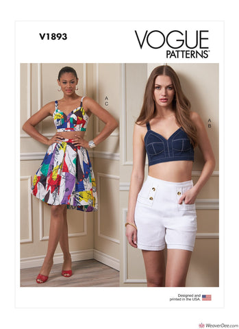 Vogue Pattern V1893 Misses' Top, Shorts & Skirt