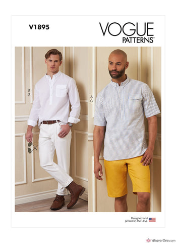 Vogue Pattern V1895 Men's Shirts, Shorts & Trousers
