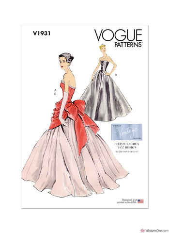 Vogue Pattern V1931 Vintage 1950s Misses' Dress & Overbodice with Pannier
