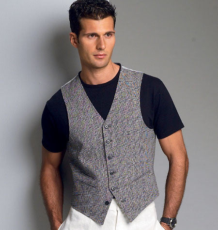 Vogue - V8987 Men's Waistcoat | Average - WeaverDee.com Sewing & Crafts - 1