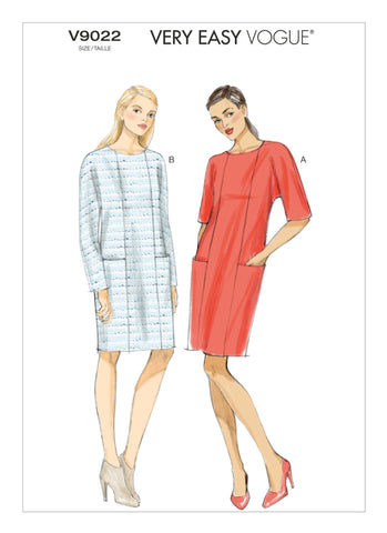 Vogue Pattern V9022 Misses' Dolman Sleeve Dresses - VERY EASY