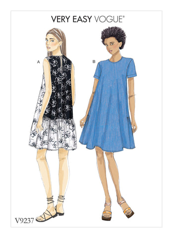 Vogue Pattern V9237 Misses' A-Line, Back Ruffle Dresses