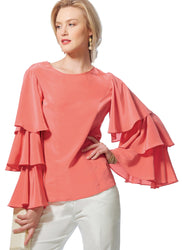 Vogue Pattern V9243 Misses' Princess Seam Tops With Flared Sleeve Variations