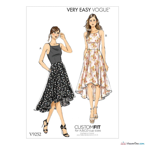 Vogue Pattern V9252 Misses' Princess Seam High-Low Dresses With Pockets