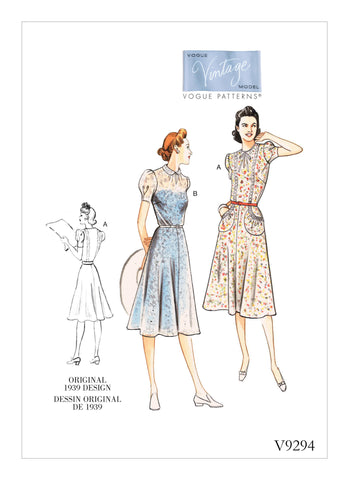 Vogue Pattern V9294 Misses' Vintage 1930s Dress