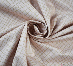 Wavy Grid Cotton Fabric - Beige
