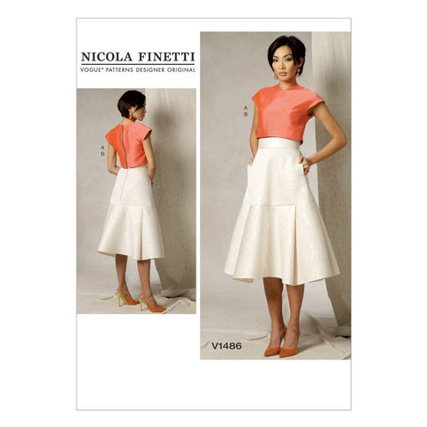 Vogue - V1486 Misses' Crop Top & Flared Yoke Skirt - WeaverDee.com Sewing & Crafts - 1