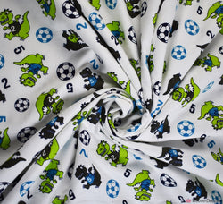 Cotton Winceyette Fabric - Dino Football