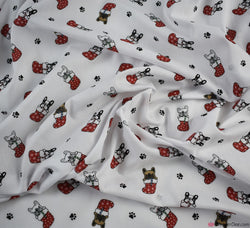 Polycotton Fabric - Christmas French Bulldog Stockings