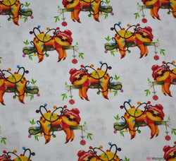 Digital Print Cotton Fabric - Christmas Sloths • by CRAFTY FABRICS