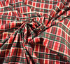 Metallic Cotton Fabric - Christmas Tartan - Red