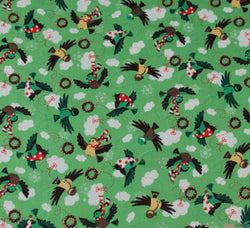 WeaverDee - Green Christmas Cotton Fabric - Birds & Wreath - WeaverDee.com Sewing & Crafts - 1