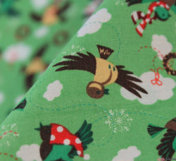 WeaverDee - Green Christmas Cotton Fabric - Birds & Wreath - WeaverDee.com Sewing & Crafts - 1