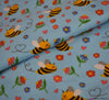 Cotton Jersey Fabric - Buzzy Bees Blue