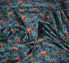 Polycotton Fabric - Floral Skulls Jade