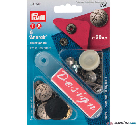 Prym - Press Studs (No-Sew) - Silver, Island Design 20mm: Pack of 6 - WeaverDee.com Sewing & Crafts - 1