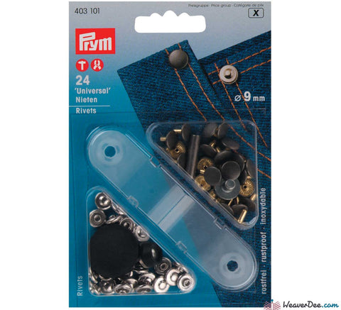Prym - Jeans Rivets (No-Sew) Silver 9mm: Pack of 24 - WeaverDee.com Sewing & Crafts - 1