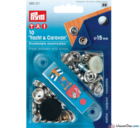 Prym - Press Studs (No-Sew) Caravan & Yacht - Silver 15mm: Pack of 10 - WeaverDee.com Sewing & Crafts - 1