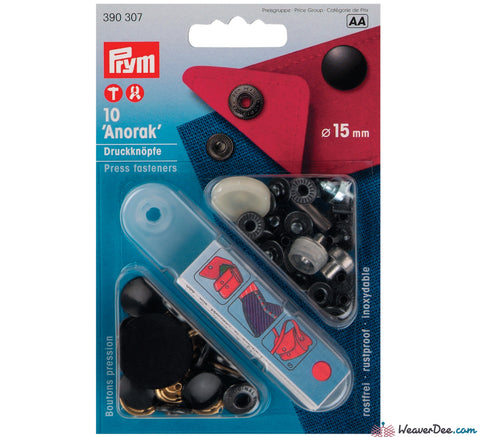 Prym - Press Studs (No-Sew) - Black 15mm: Pack of 10 - WeaverDee.com Sewing & Crafts - 1