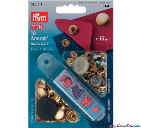 Prym - Press Studs (No-Sew) - Gold 15mm: Pack of 10 - WeaverDee.com Sewing & Crafts - 1