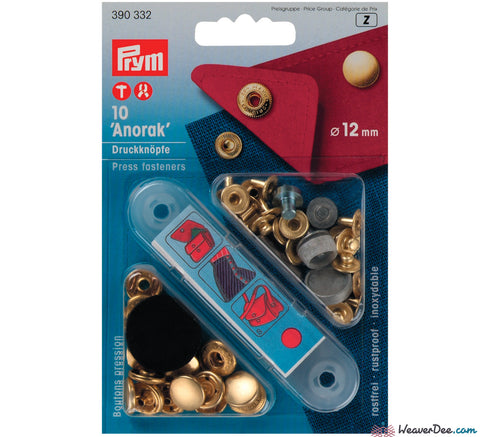 Prym - Press Studs (No-Sew) - Gold 12mm: Pack of 10 - WeaverDee.com Sewing & Crafts - 1